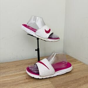 Nike Benassi Solarsoft White And Pink Slides Women’s Size 7